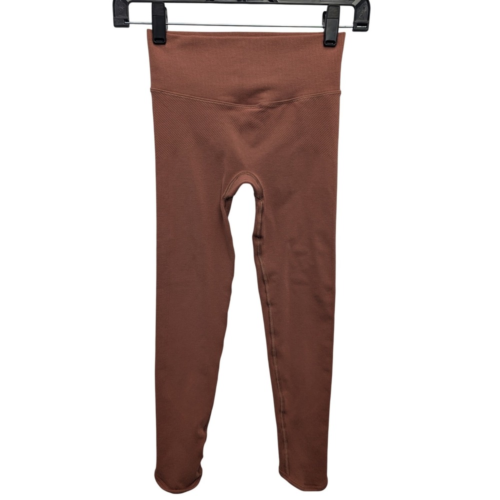 Gymshark‎ Vital Seamless Leggings Womens Small Pink Brown High Waist Notched